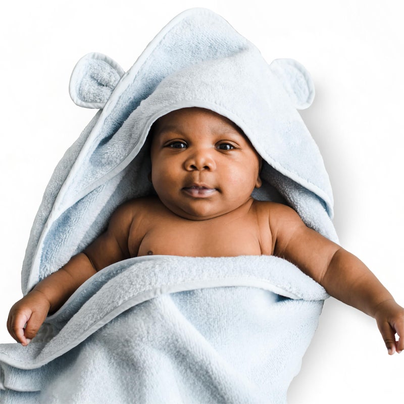 Natemia Hooded Baby Bath Towel - 100% Organic Cotton Baby Towels for Newborns, Toddlers, Boys, Girls - Soft Absorbent 450 GSM - Gentle on Sensitive Skin - Baby Shower Registry Gift (35" x 35") - Image 1